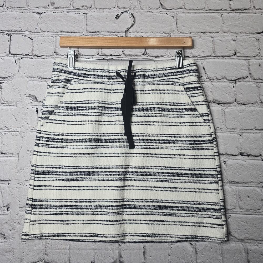 Loft Cotton Blend Striped Terry Cloth Drawstring Waist Coastal Mini Skirt Small